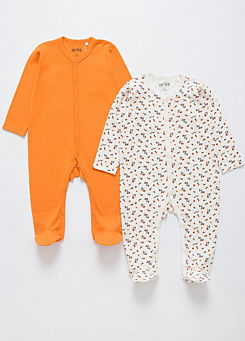 Artie Kids Orange Mix Super Soft Long Sleeve Sleepsuit Set in Gift Box - Pack of 2