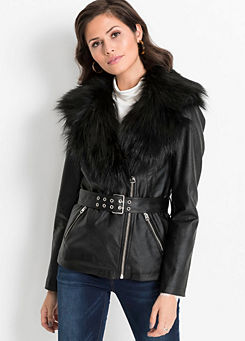 Asymmetric Zip Faux Leather Jacket
