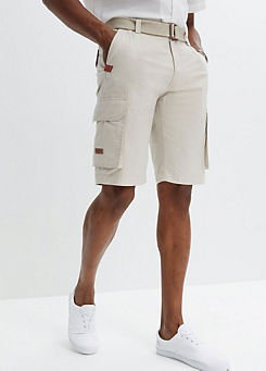 Belted Cotton Cargo Shorts