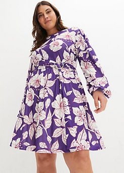 Belted Floral Print Dress