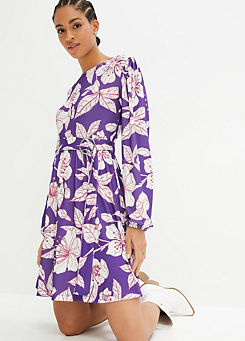Belted Floral Print Dress