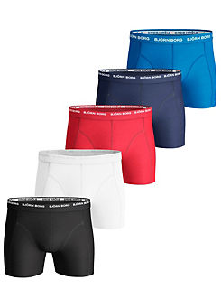 Bjorn Borg 5 Pack of Essential Boxer Shorts - Blue, Black, Red & White
