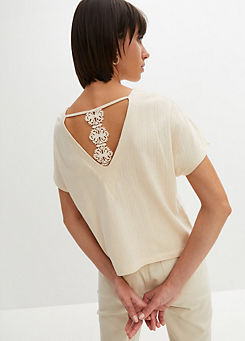 Broderie Anglaise Top with Back Lace Motif