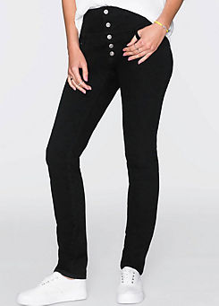 Button Front Stretch Trousers