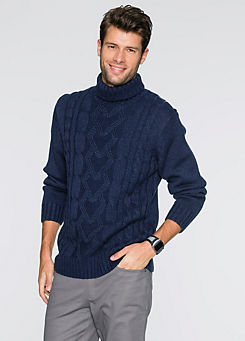 Cable Knit Poloneck Jumper