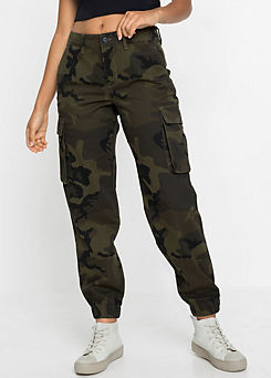 Camouflage Print Cotton Cargo Trousers