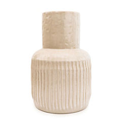 Candlelight Cream Wide Neck Vase with Ridges