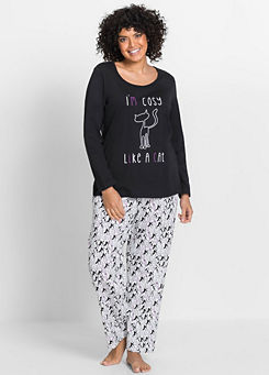 Cat Print Long Sleeve Pyjamas