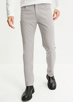 Checked Slim Fit Straight Stretch Trousers