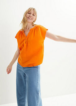 Cheesecloth V-Neck Blouse