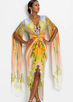 Chiffon Sleeve Printed Maxi Dress
