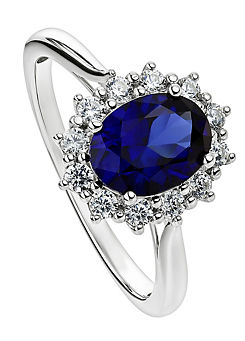 Created Brilliance Cate 9ct White Gold Created Sapphire & 0.25ct Lab Grown Diamond Ring