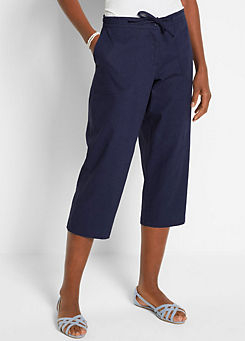 Cropped Linen Blend Trousers