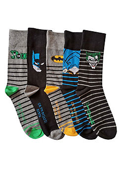 DC Comics Mens 5Pk Batman & Joker Socks