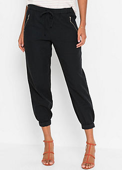 Decorative Pocket Cropped Linen Trousers