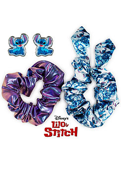 Disney Lilo & Stitch Blue Scrunchie & Stud Earrings set