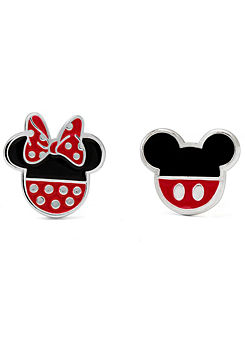 Disney Mickey & Minnie Mouse Red & Black Silver Plated Enamel Filled Earrings