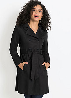Double-Breasted Trench Coat with Tie Belt