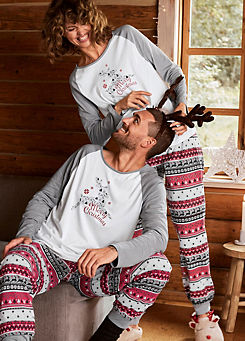 Fairisle Reindeer Printed Pyjama Set