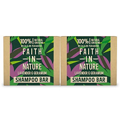 Faith In Nature Set of 2 Lavender & Geranium Shampoo Bar