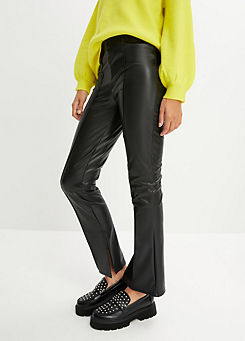 Faux Leather Boot-Cut Trousers