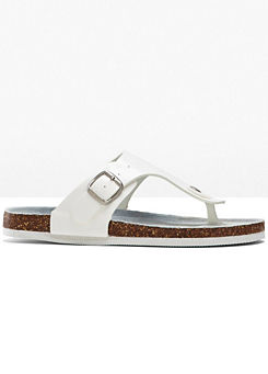 Faux Leather Slip-On Flat Sandals