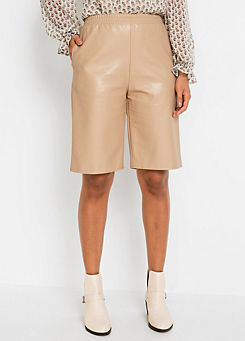 Faux Leather Wide Shorts