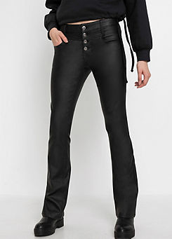 Flared Faux Leather Trousers