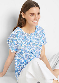 Floral Longline Cotton T-Shirt