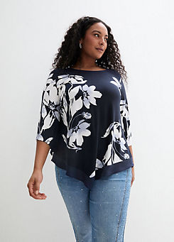 Floral Pointed Hem Longline Tunic