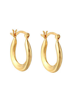 For You Collection 18ct Gold Plated Sterling Silver Classic Oval Creole Hoop Earrings