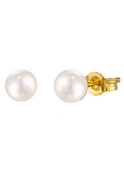 For You Collection 9ct Solid Gold 5mm Freshwater Pearl Stud Earrings