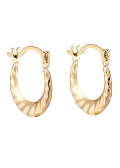 For You Collection 9ct Solid Gold Small Pattern Creole Hoop Earrings
