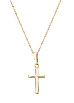 For You Collection 9ct Solid Gold Squared Cross Pendant on a 16+2ins Adjustable Chain
