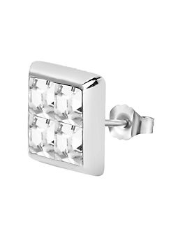 For You Collection Gent’s 9ct Solid White Gold Crystal Square Stud Earring