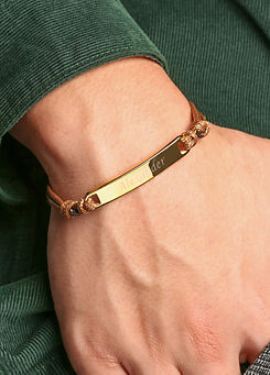 For You Collection Gent’s Leather Adjustable Gold Bracelet