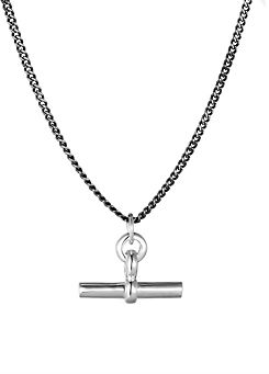 For You Collection Gent’s Oxidised Sterling Silver Statement Bar Necklace