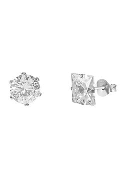 For You Collection Gent’s Sterling Silver Set of 2 Cubic Zirconia Stud Earrings
