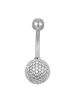 For You Collection Pavé Crystal Ball Cubic Zirconia Belly Button Bar