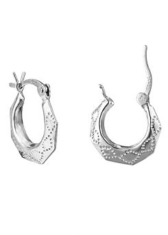 For You Collection Sterling Silver Boho Patterned 16mm Creole Hoop Earrings