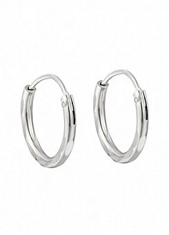 For You Collection Sterling Silver Hammered 12mm Hinged Hoop Earrings