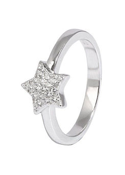 For You Collection Sterling Silver Pave Star Cubic Zirconia Ring