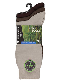 Glenmuir Men’s Pack of 3 Beige Bamboo Classic Socks
