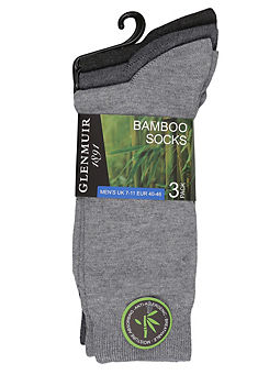 Glenmuir Men’s Pack of 3 Charcoal Bamboo Classic Socks