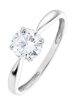 Gorgeous Gold 9ct White Gold Cubic Zirconia Solitaire Ring