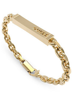 Guess Gold Plated Logo Plate Bracelet