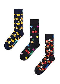 Happy Socks Mens 3 Pack Classic Banana Socks