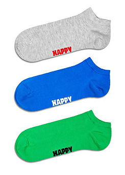Happy Socks Mens Grey 3 Pack Solid Low Socks
