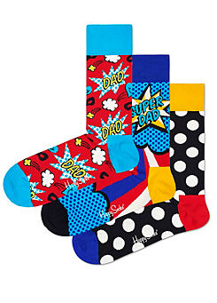 Happy Socks Pack of 3 Super Dad Socks Gift Set