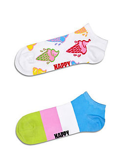 Happy Socks Womens 2 Pack Ice Cream & Stripe Low Socks